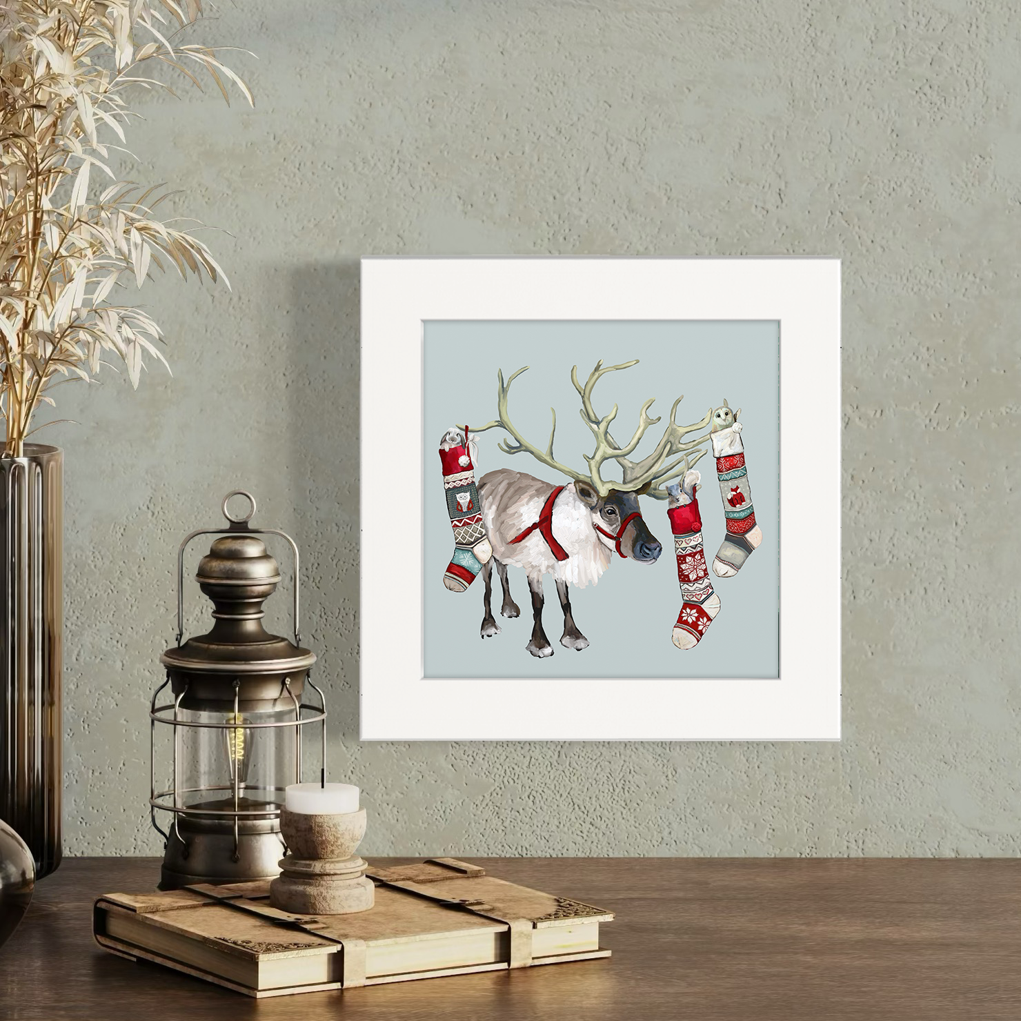 Reindeer Stockings Happy Square