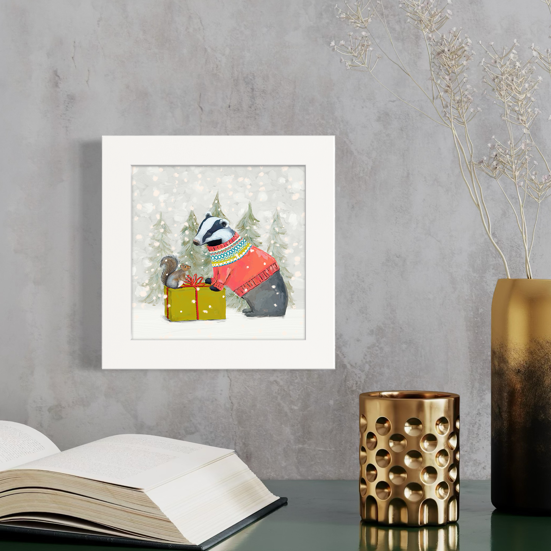 Santa Claws Badger Happy Square™