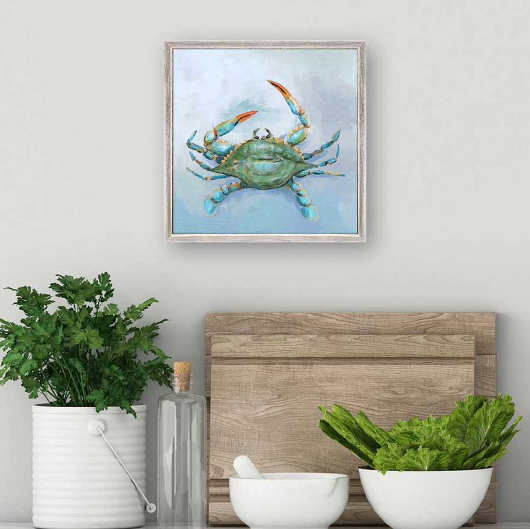 Coastal Locals - Blue Crab Mini Framed Canvas