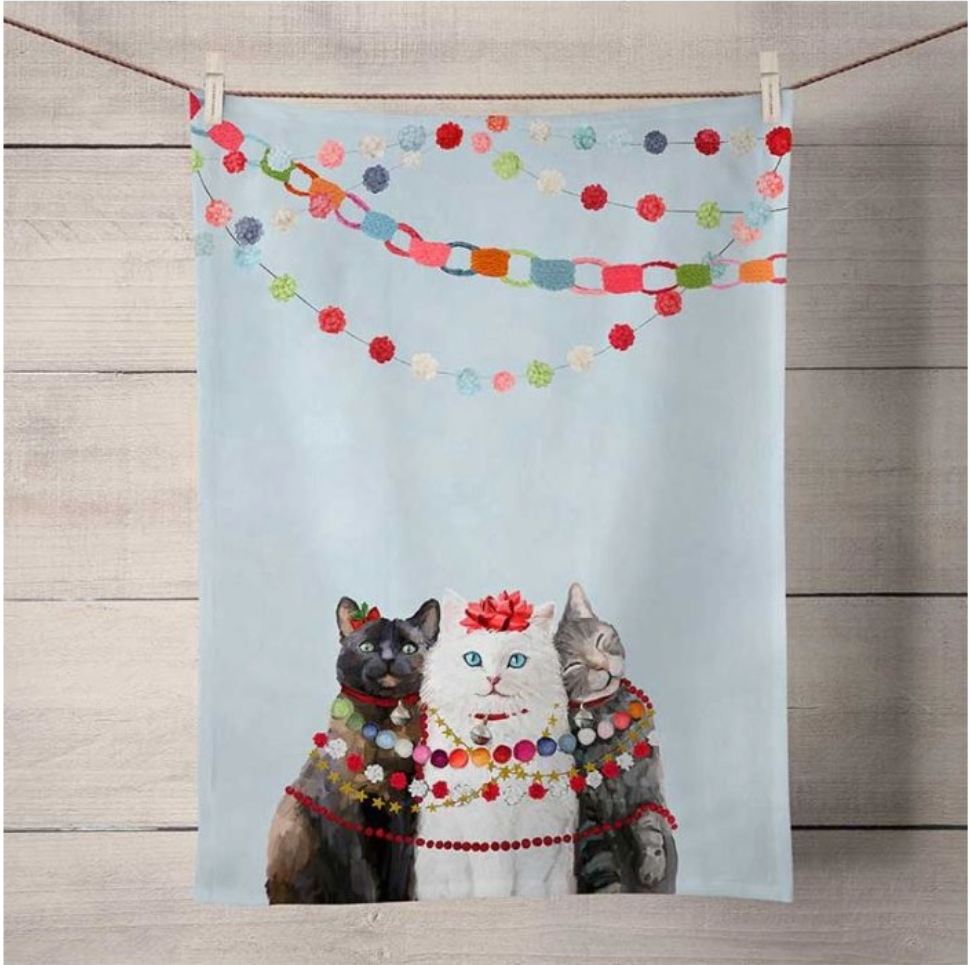 Festive Cats Tea Towel