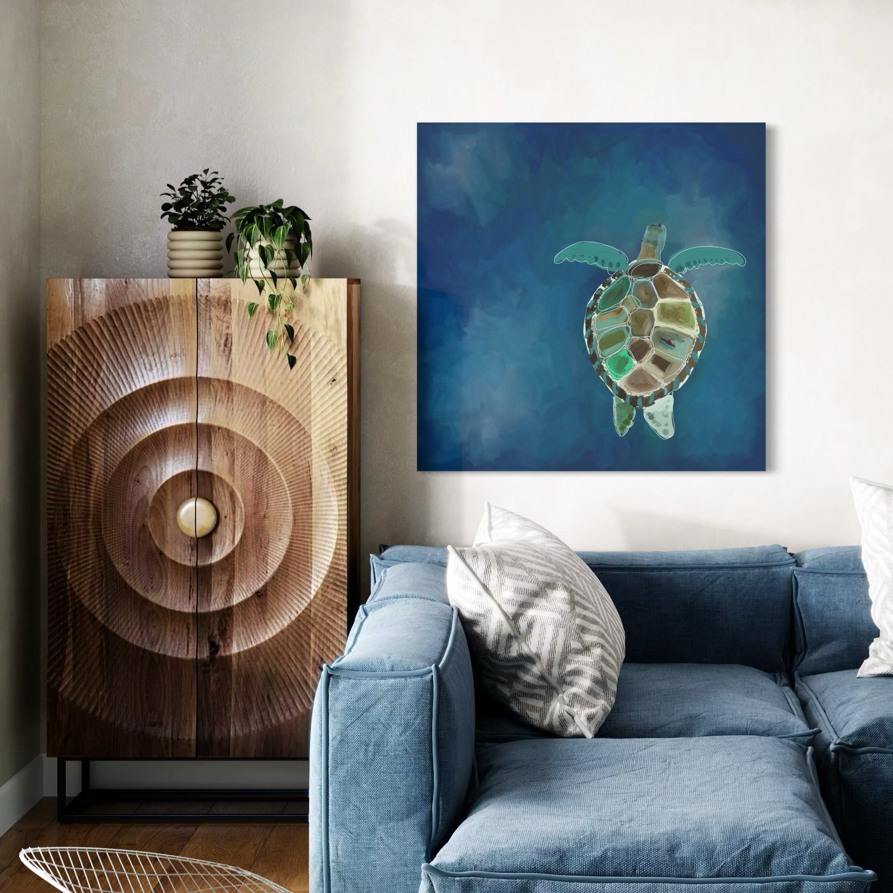 Swimming Sea Turtle Canvas Wrap