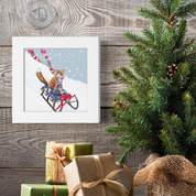 Sledding Fox and Raccoon Happy Square