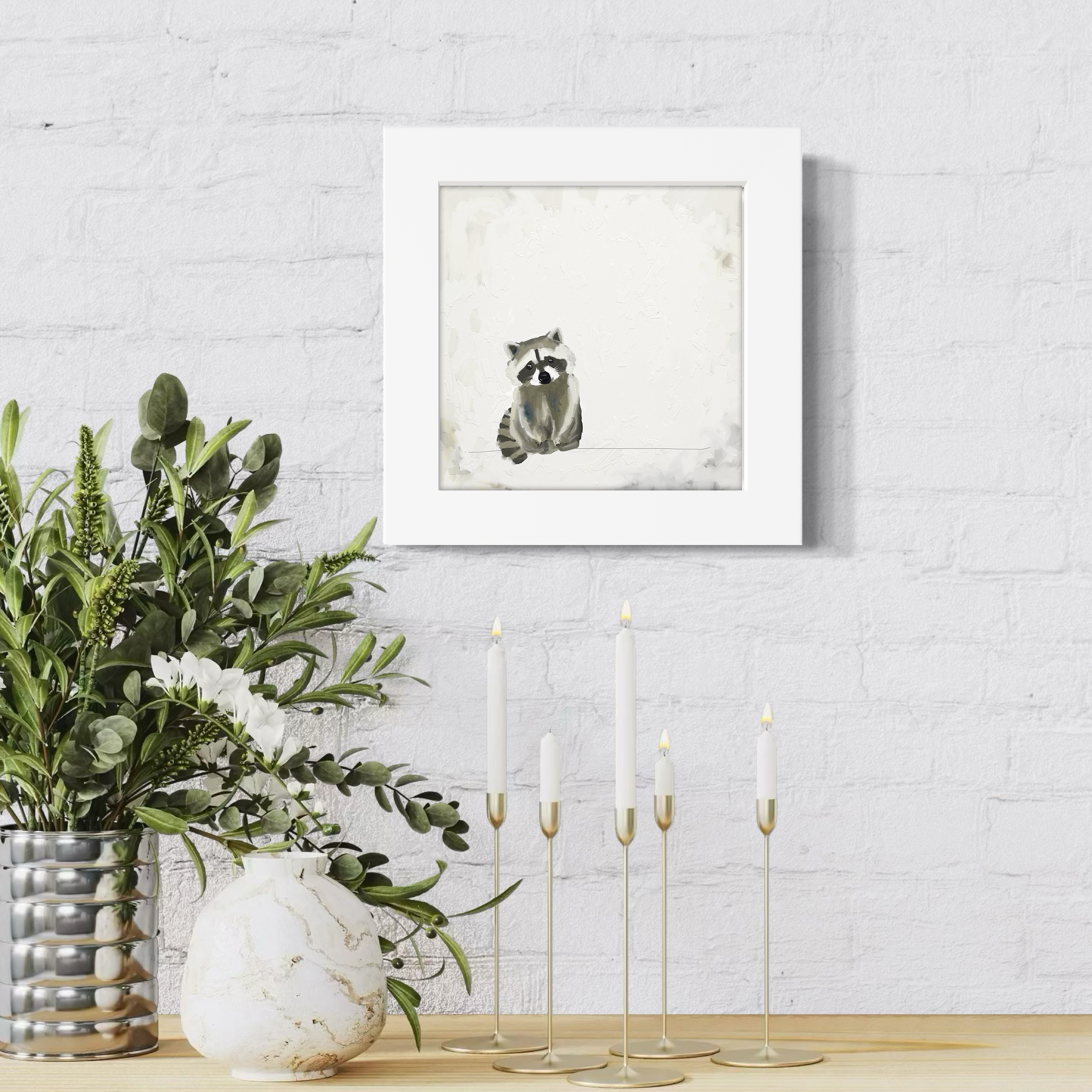 Small Raccoon Happy Square