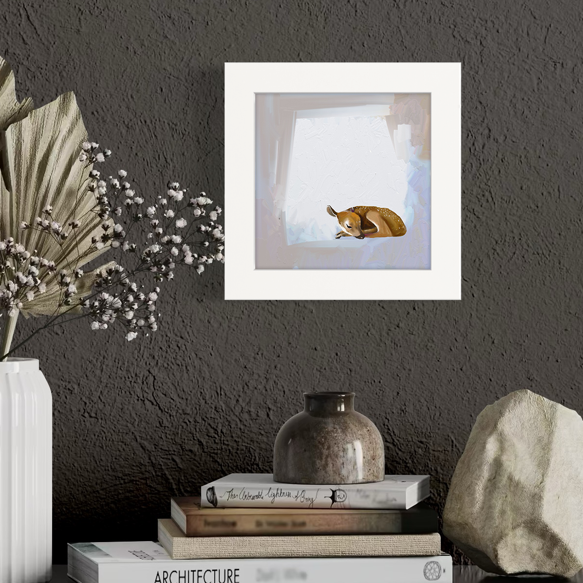 Small Sleeping Deer Happy Square