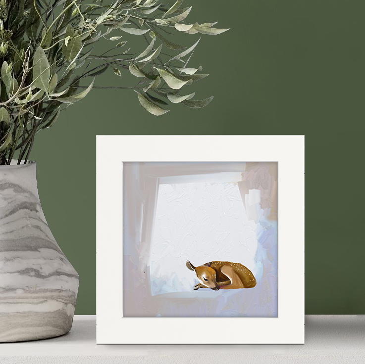Small Sleeping Deer Happy Square
