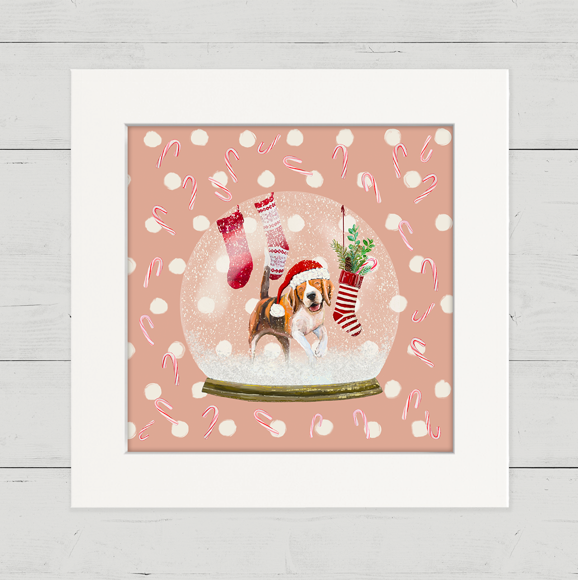 Snowglobe Beagle Happy Square
