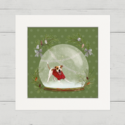 Snowglobe Brown and White Dog Happy Square