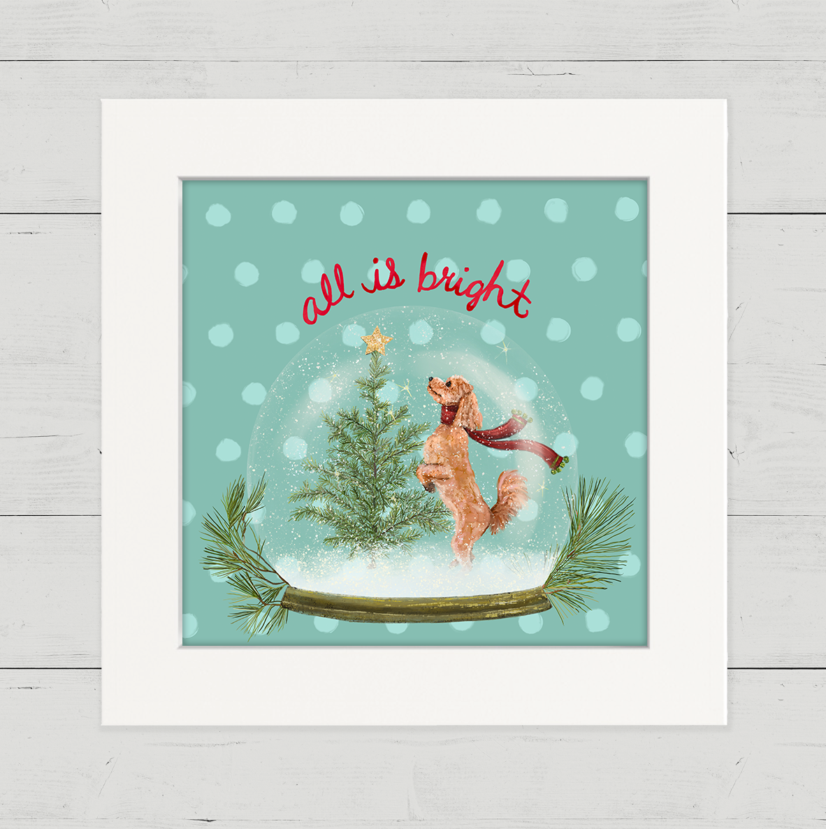 Snowglobe Poodle Happy Square