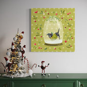 Snowglobe Black and White Dog Canvas Wrap