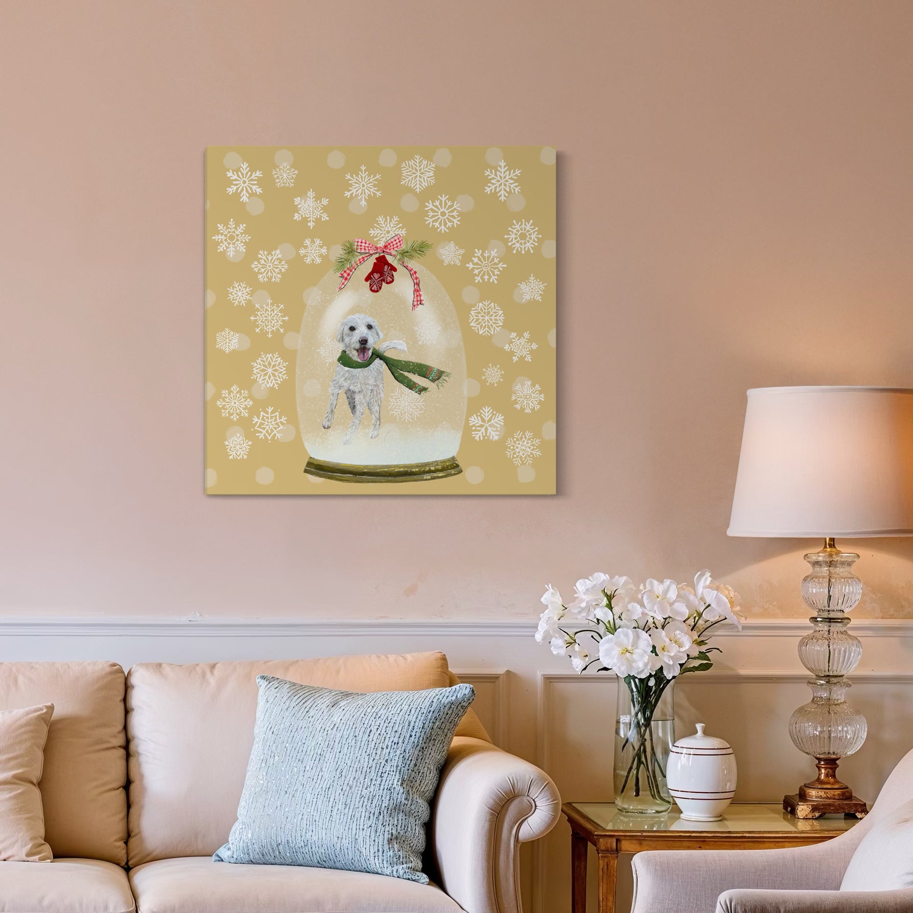 Snowglobe Labradoodle Canvas Wrap