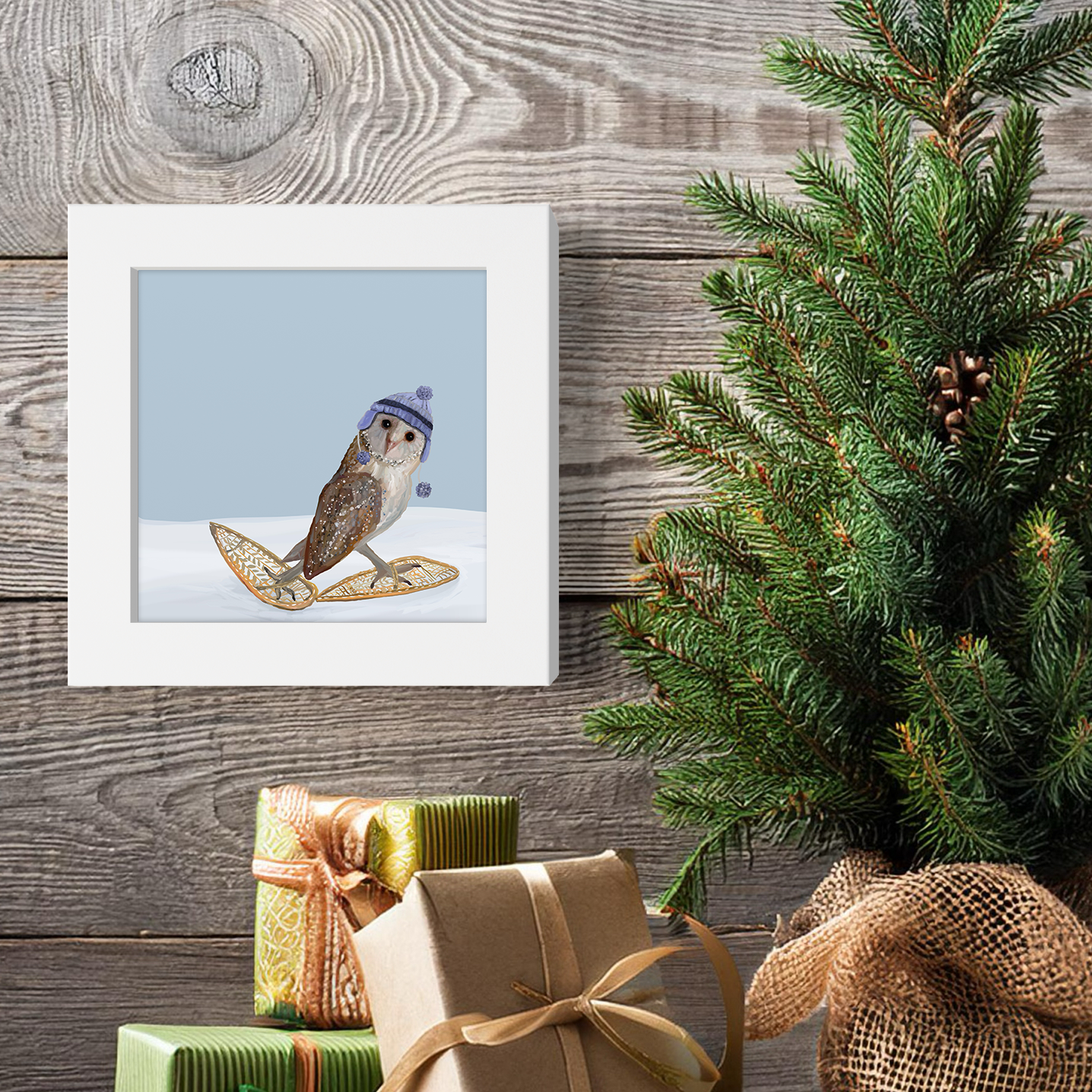 Snowshoe Owl Happy Square