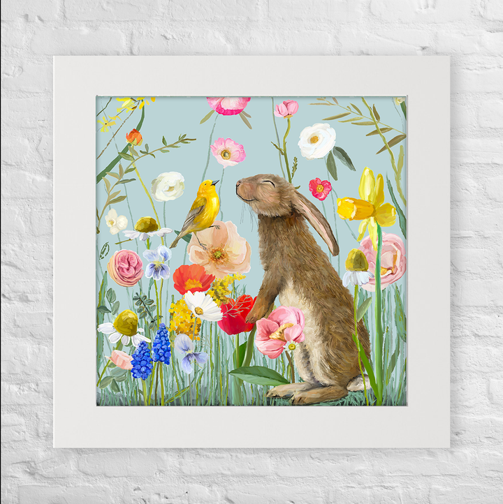 Springtime Friends - Bun and Bird Happy Square™