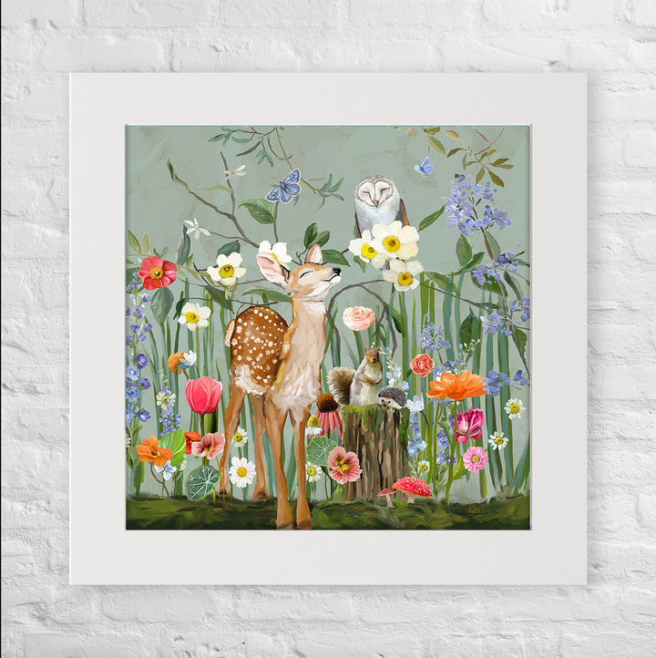 Springtime Friends - Fawn and Owl Happy Square™