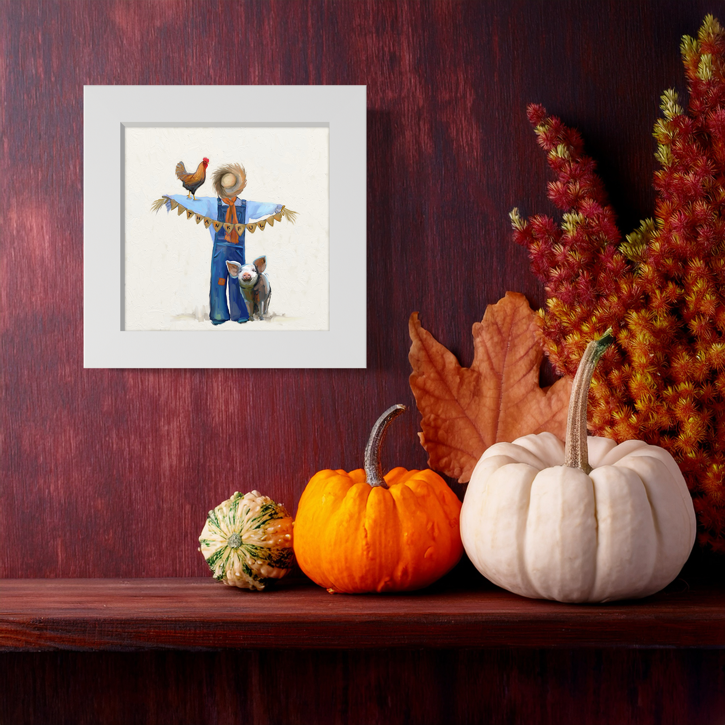 Fall - Thankful Scarecrow Happy Square