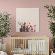 Three Pink Pigs Canvas Wrap