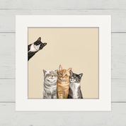Feline Friends - Three Cats Plus One Happy Square™