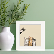 Feline Friends - Three Cats Plus One Happy Square™