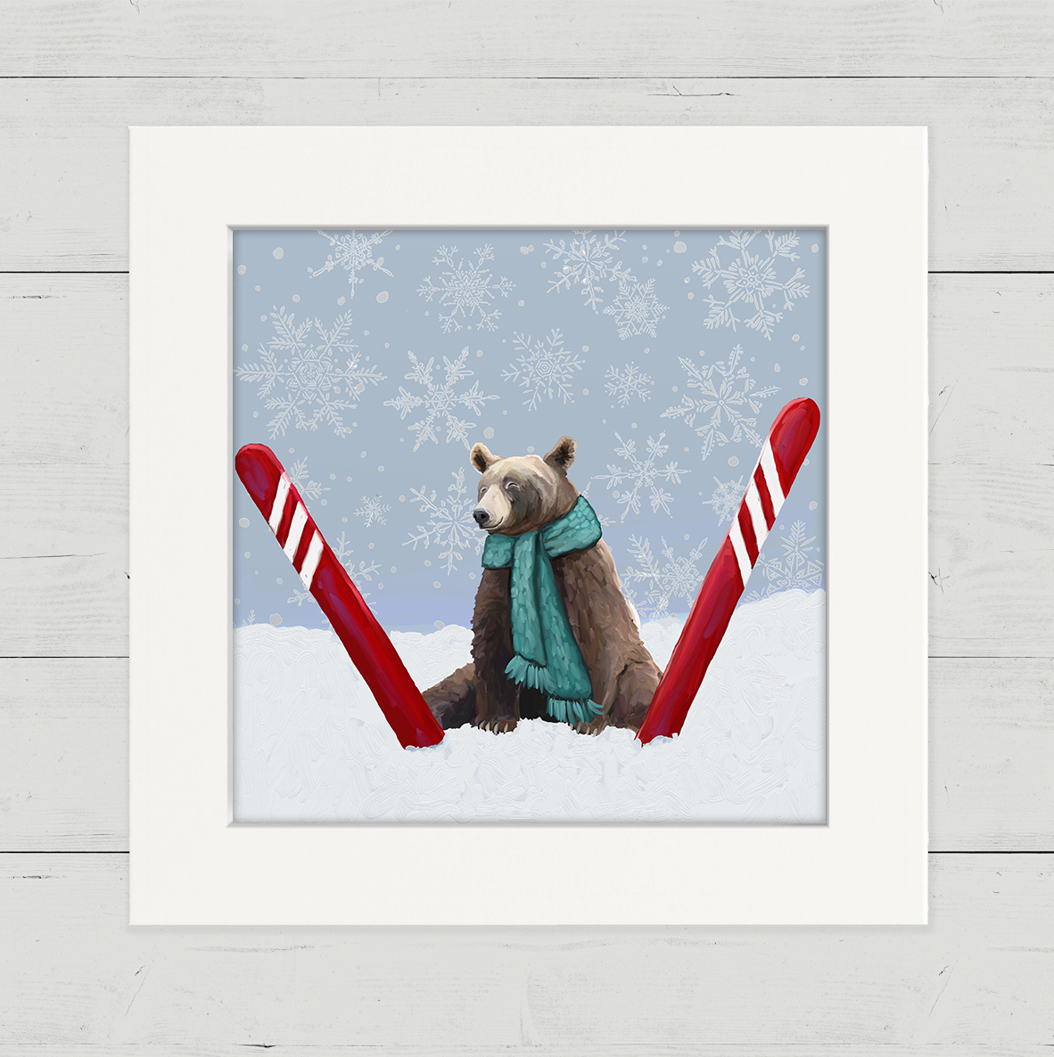 Tired Ski Bear Happy Square