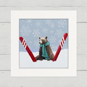 Tired Ski Bear Happy Square
