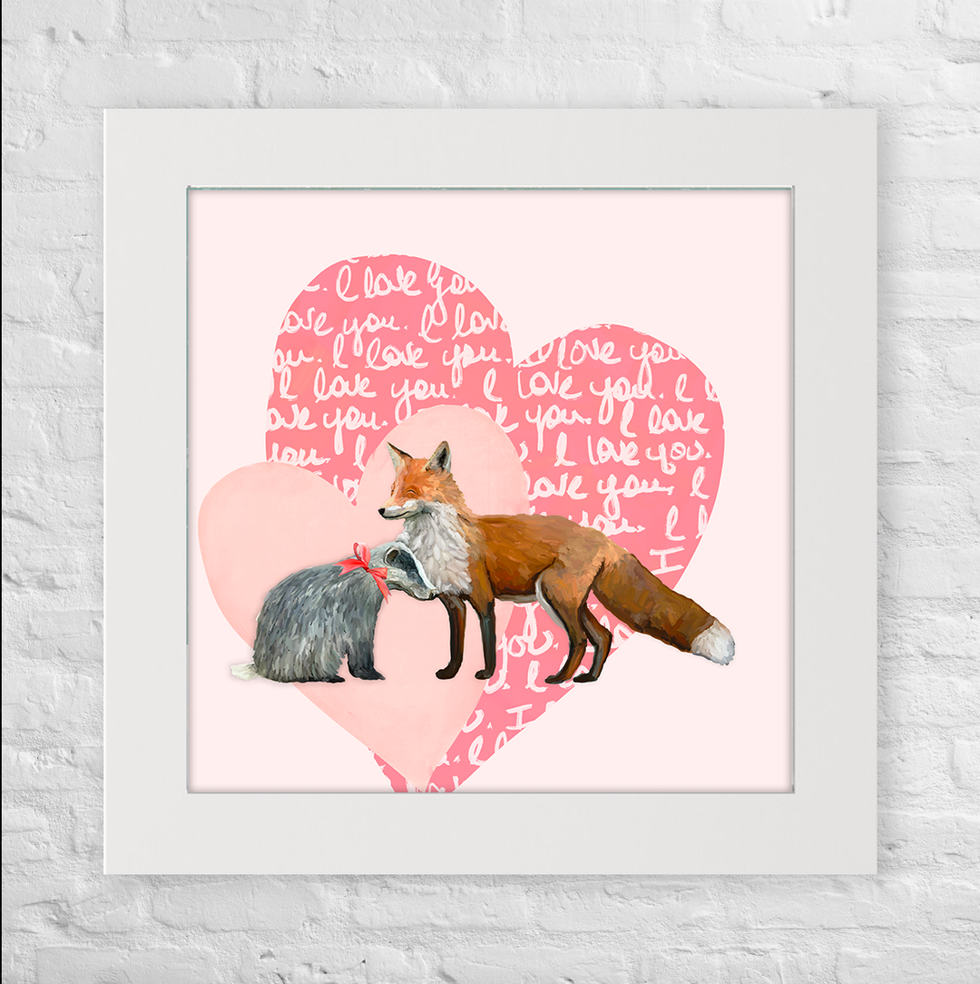 Valentine Fox and Badger Happy Square™