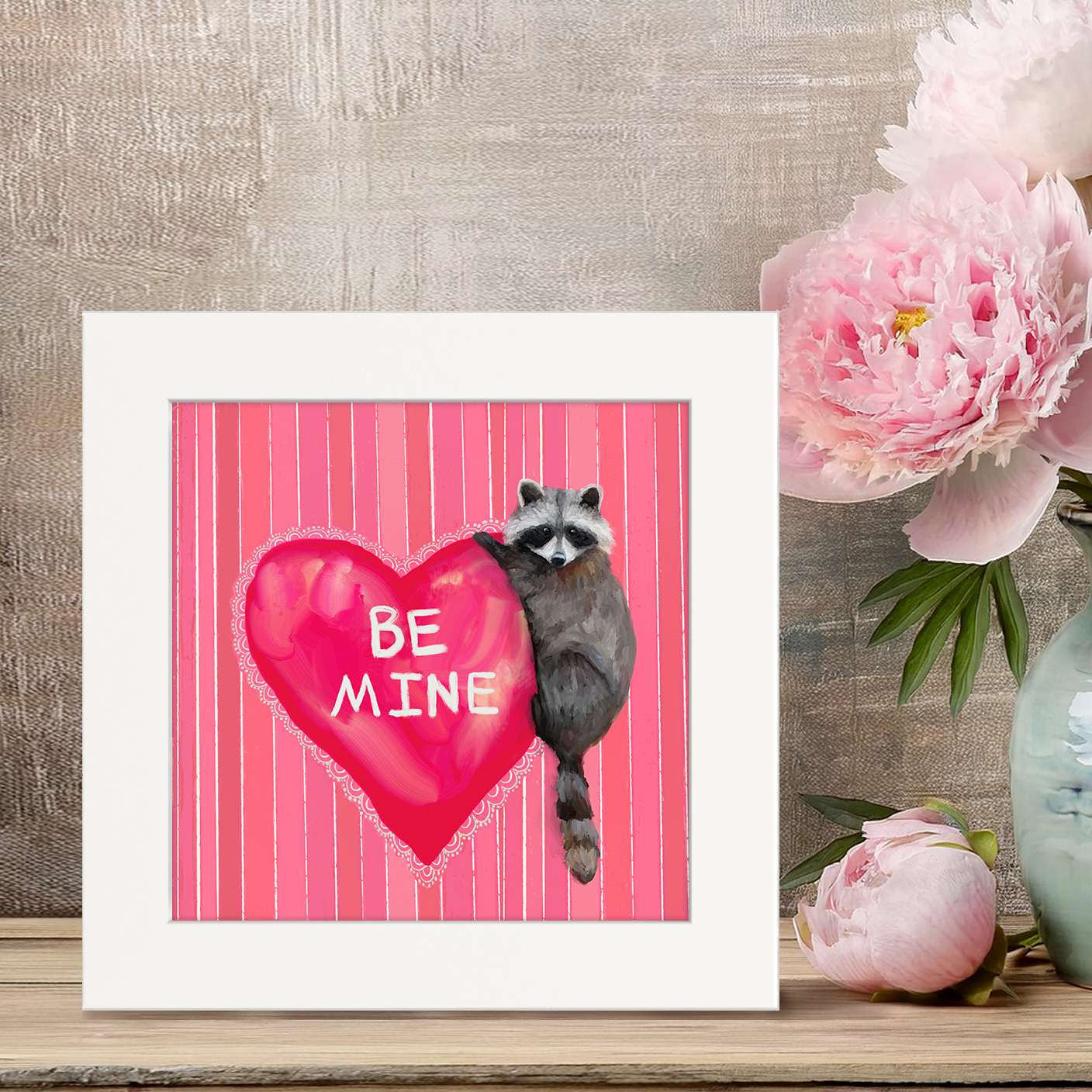 Valentine Raccoon Happy Square™