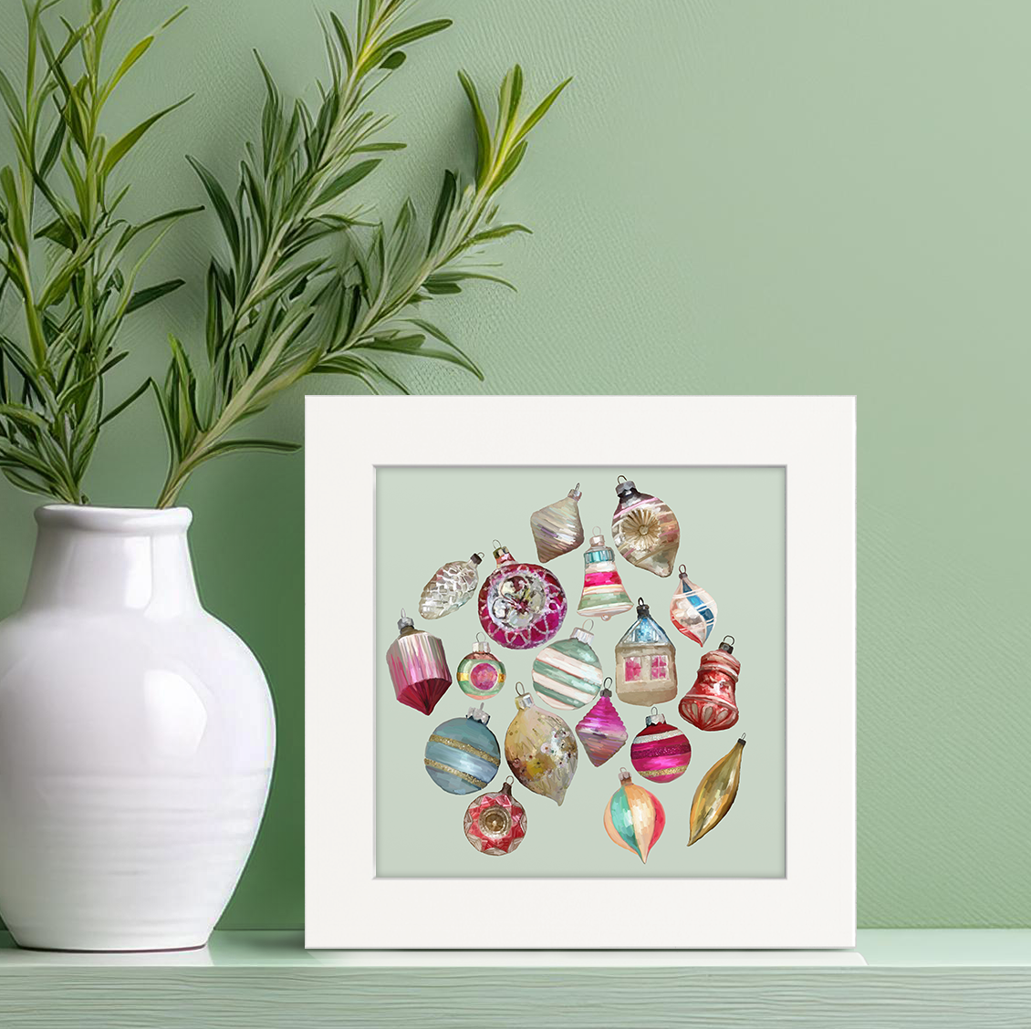 Vintage Ornaments 1 Happy Square