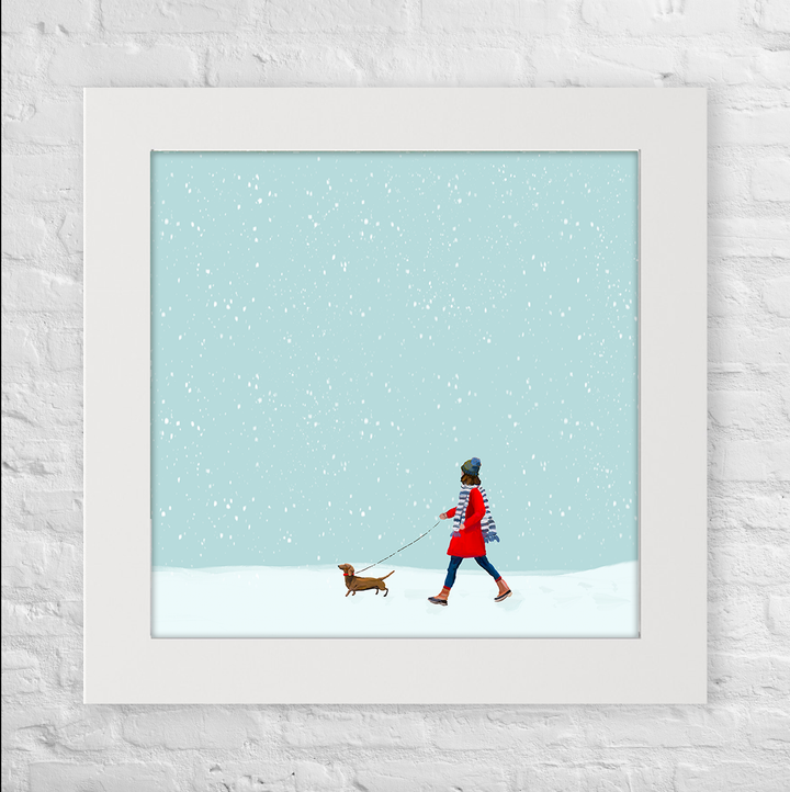 Winter Walks - Dachshund Happy Square™