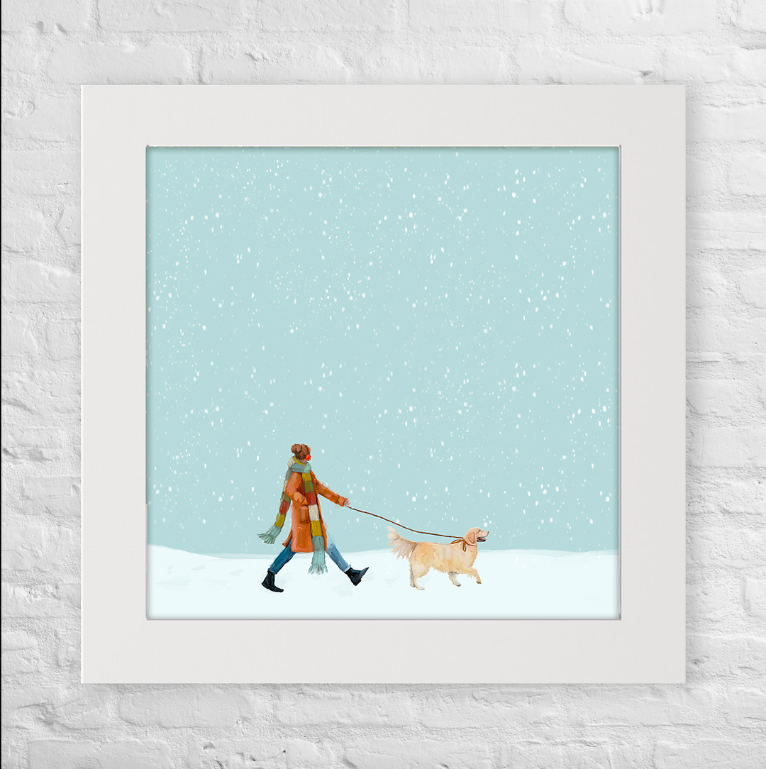 Winter Walks - Golden Retriever Happy Square™