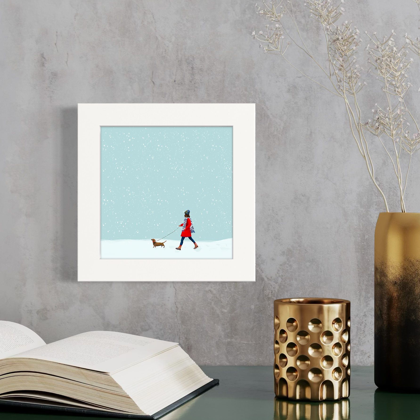 Winter Walks - Dachshund Happy Square™