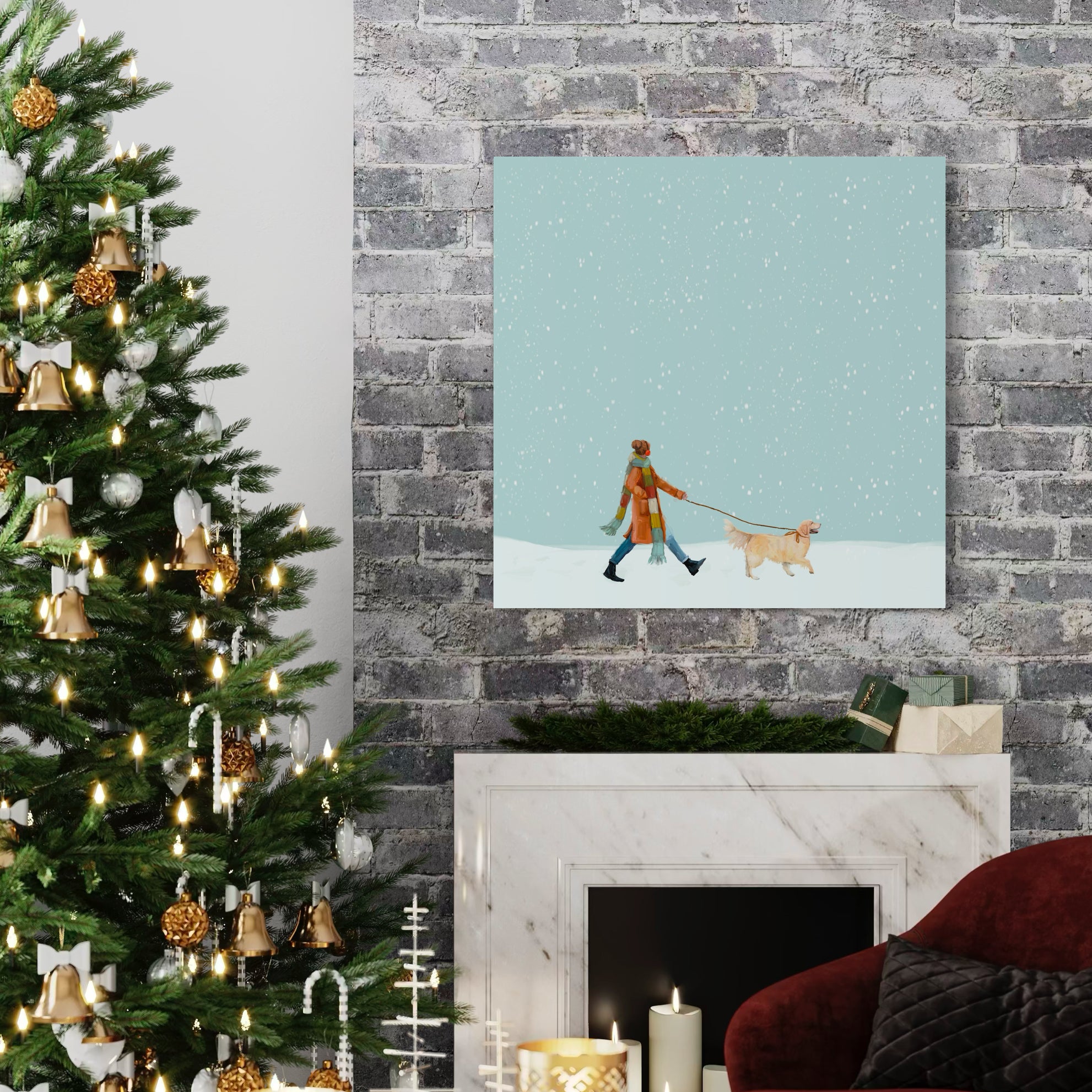 Winter Walks - Golden Retriever Canvas Wrap