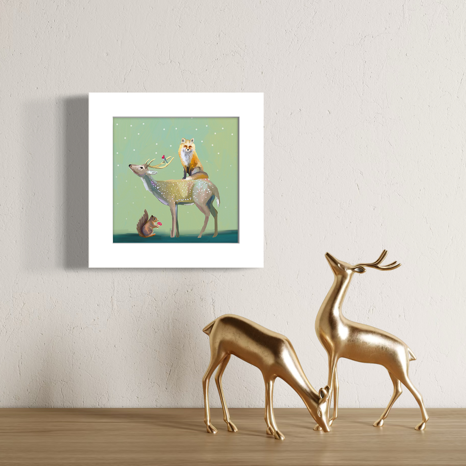 Wondrous Buck, Fox, and Squirrel Happy Square