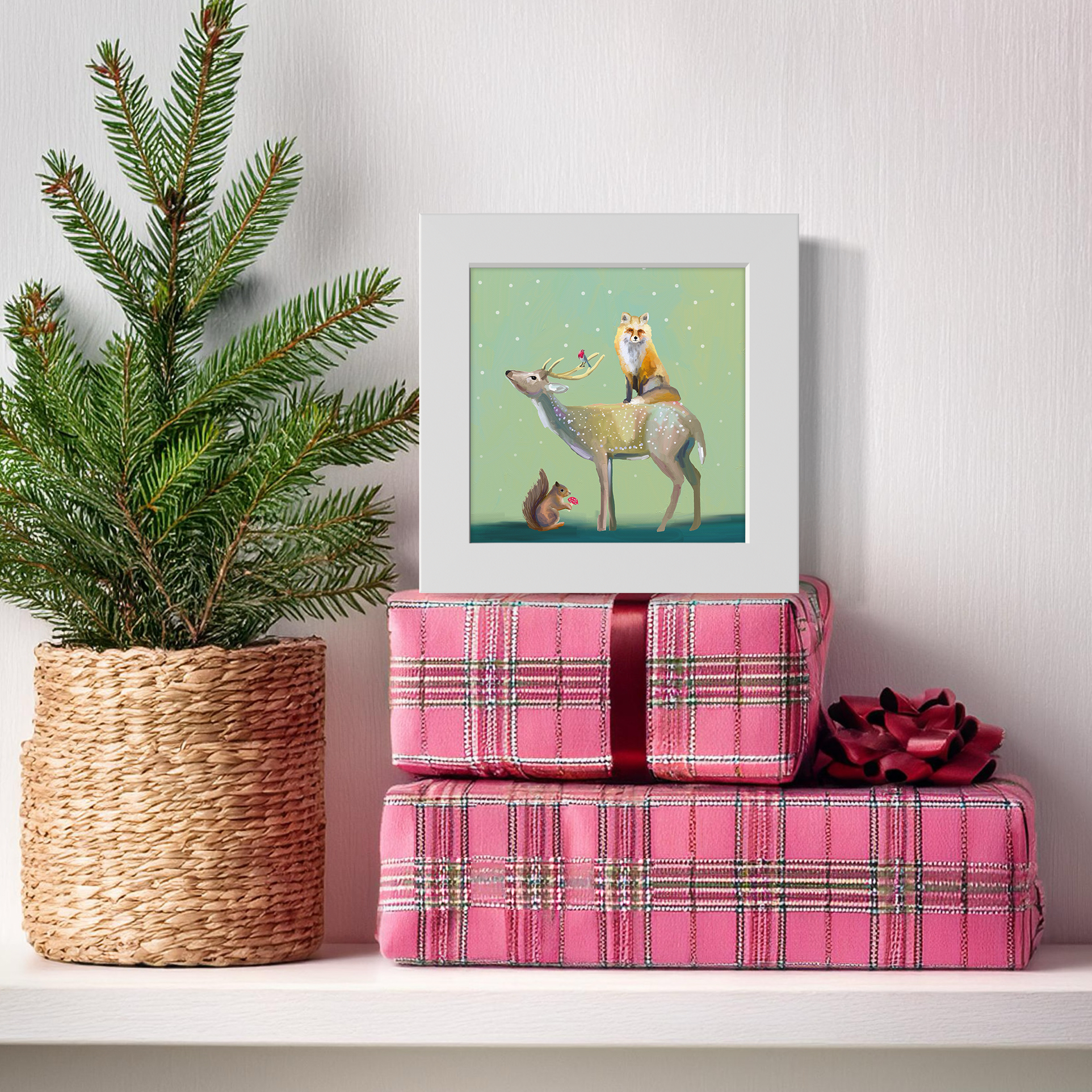 Wondrous Buck, Fox, and Squirrel Happy Square