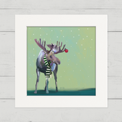 Wondrous Moose in the Snow Happy Square