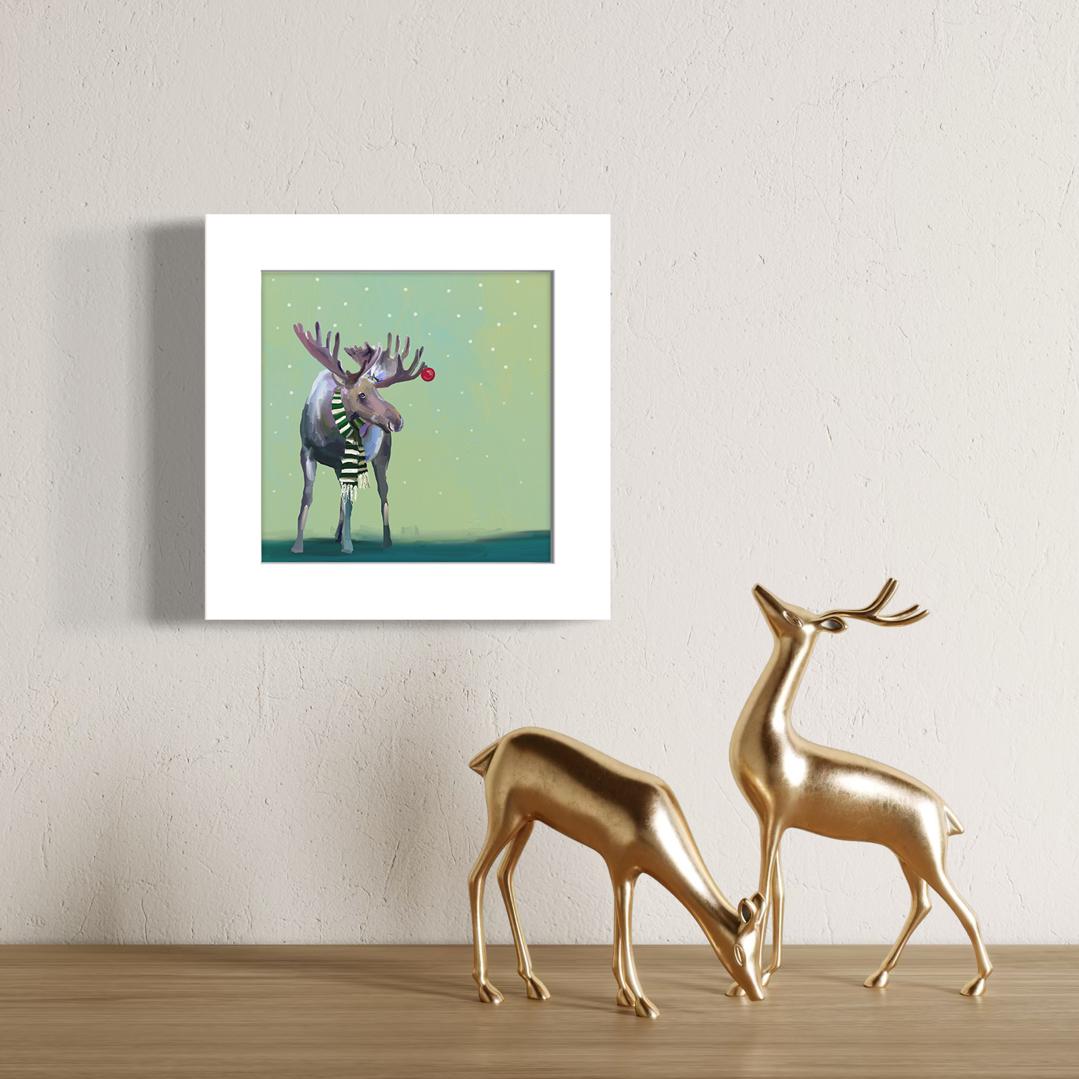 Wondrous Moose in the Snow Happy Square