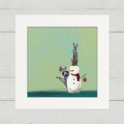 Wondrous Snowman, Raccoon, and Rabbit Happy Square