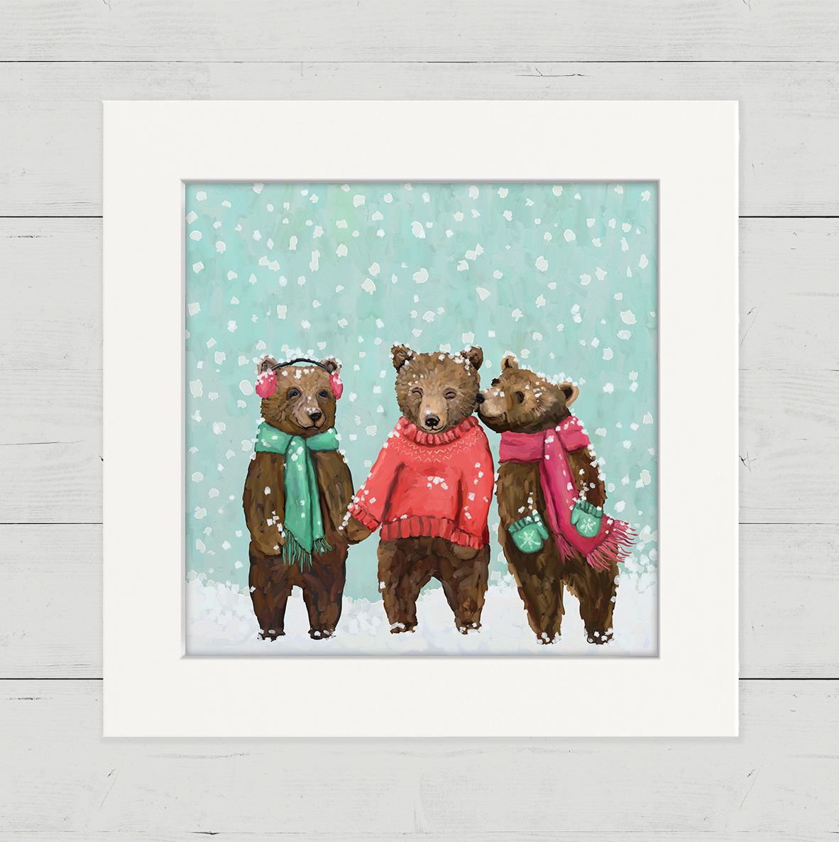 Woodland Winter Bears Happy Square