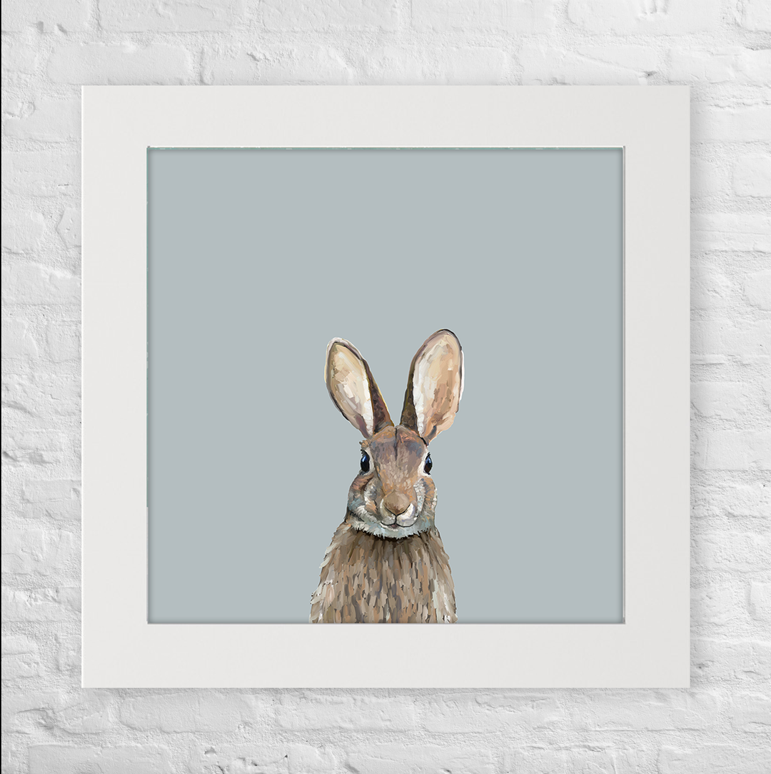 Woodland Rabbit on Gray Happy Square™