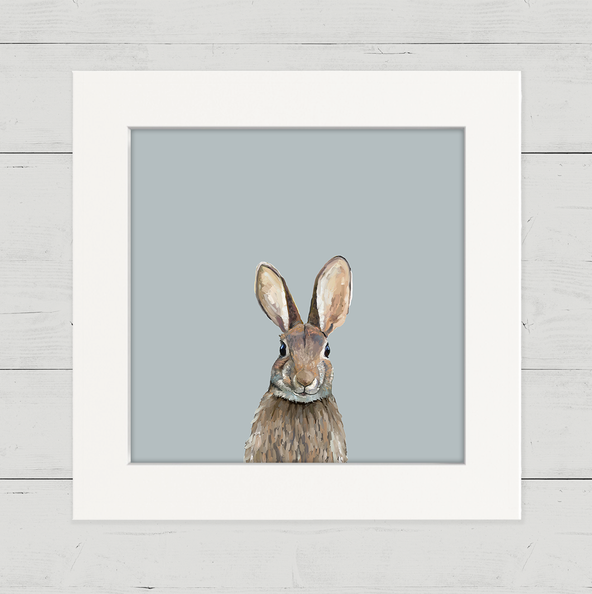 Woodland Rabbit on Gray Happy Square™