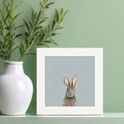 Woodland Rabbit on Gray Happy Square™