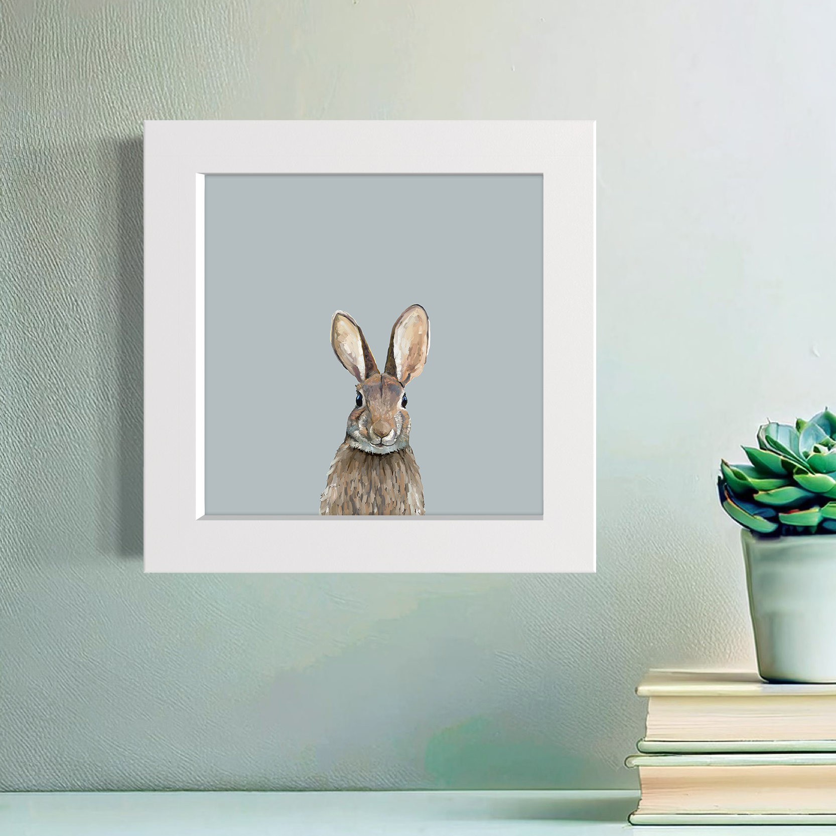 Woodland Rabbit on Gray Happy Square™