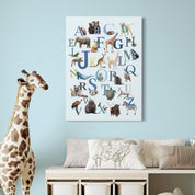 Animal Alphabet Blue Canvas Wrap