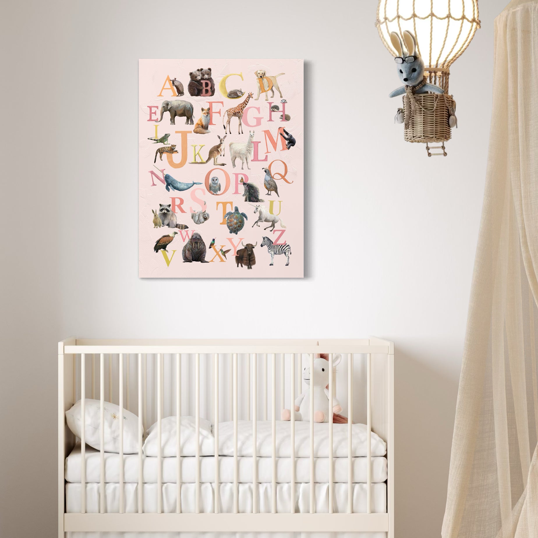 Animal Alphabet Pink Canvas Wrap