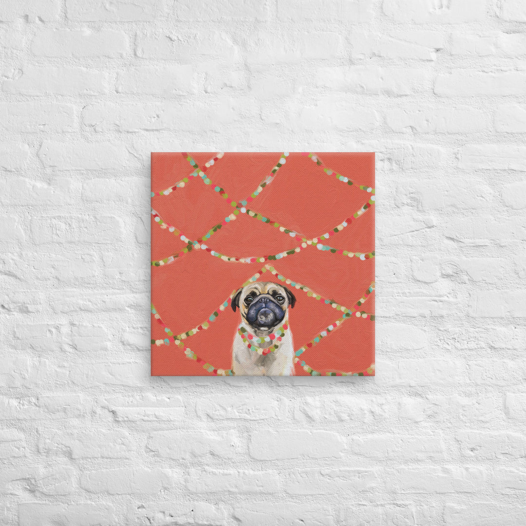 Festive Pug Canvas Wrap