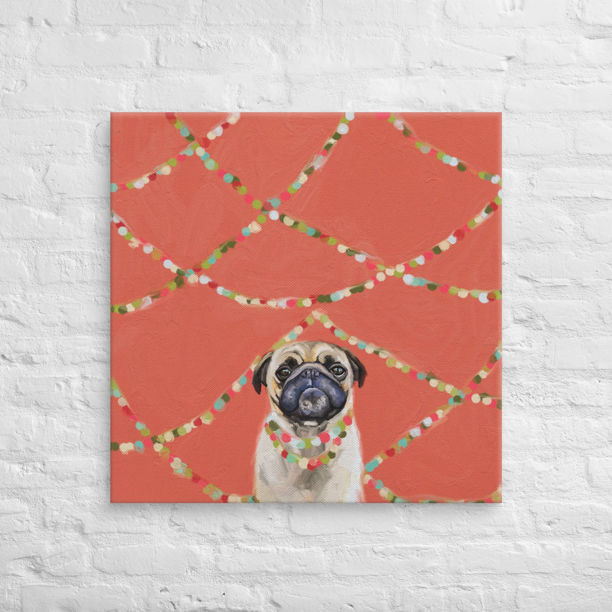 Festive Pug Canvas Wrap