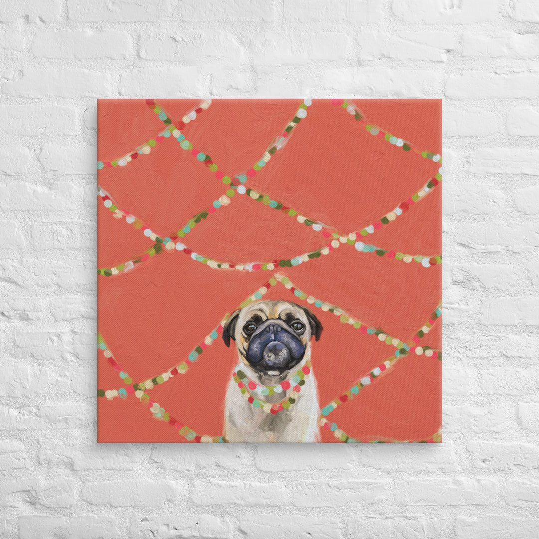 Festive Pug Canvas Wrap