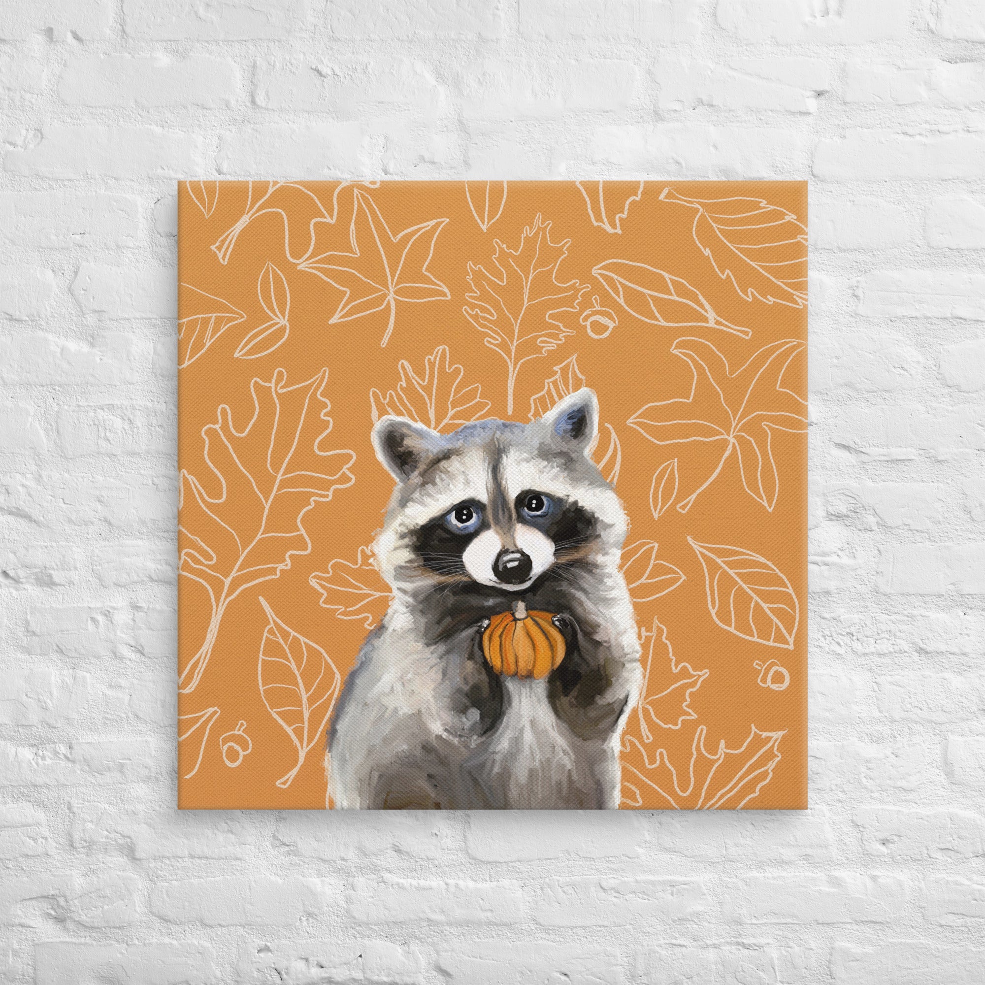 Thankful Raccoon Canvas Wrap