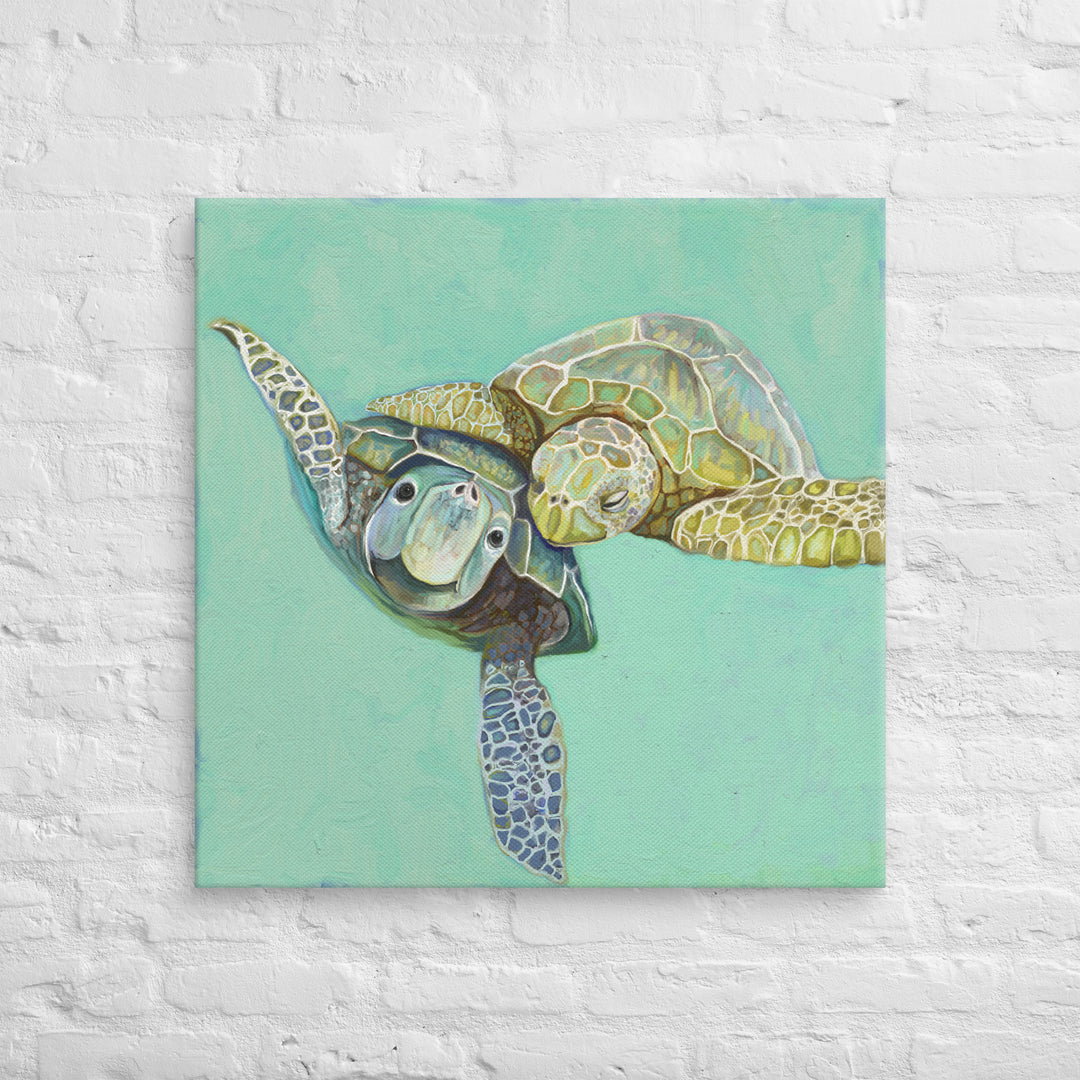 Honeymoon Sea Turtles Canvas Wrap