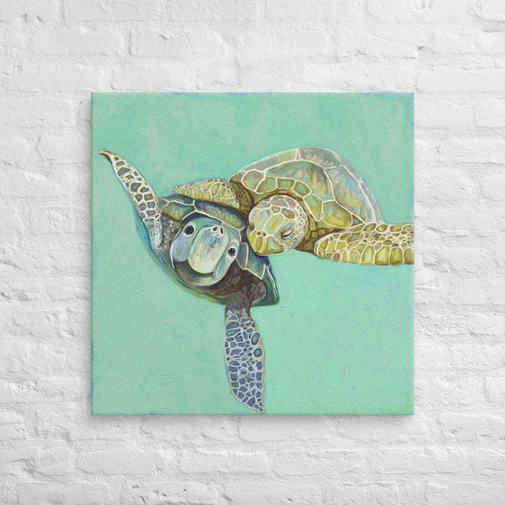 Honeymoon Sea Turtles Canvas Wrap