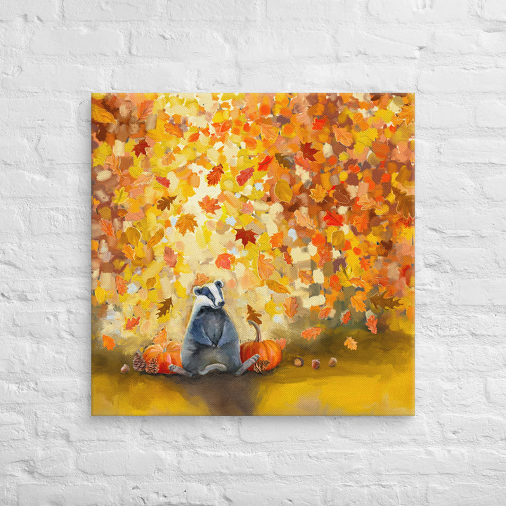 Autumn Badger Canvas Wrap