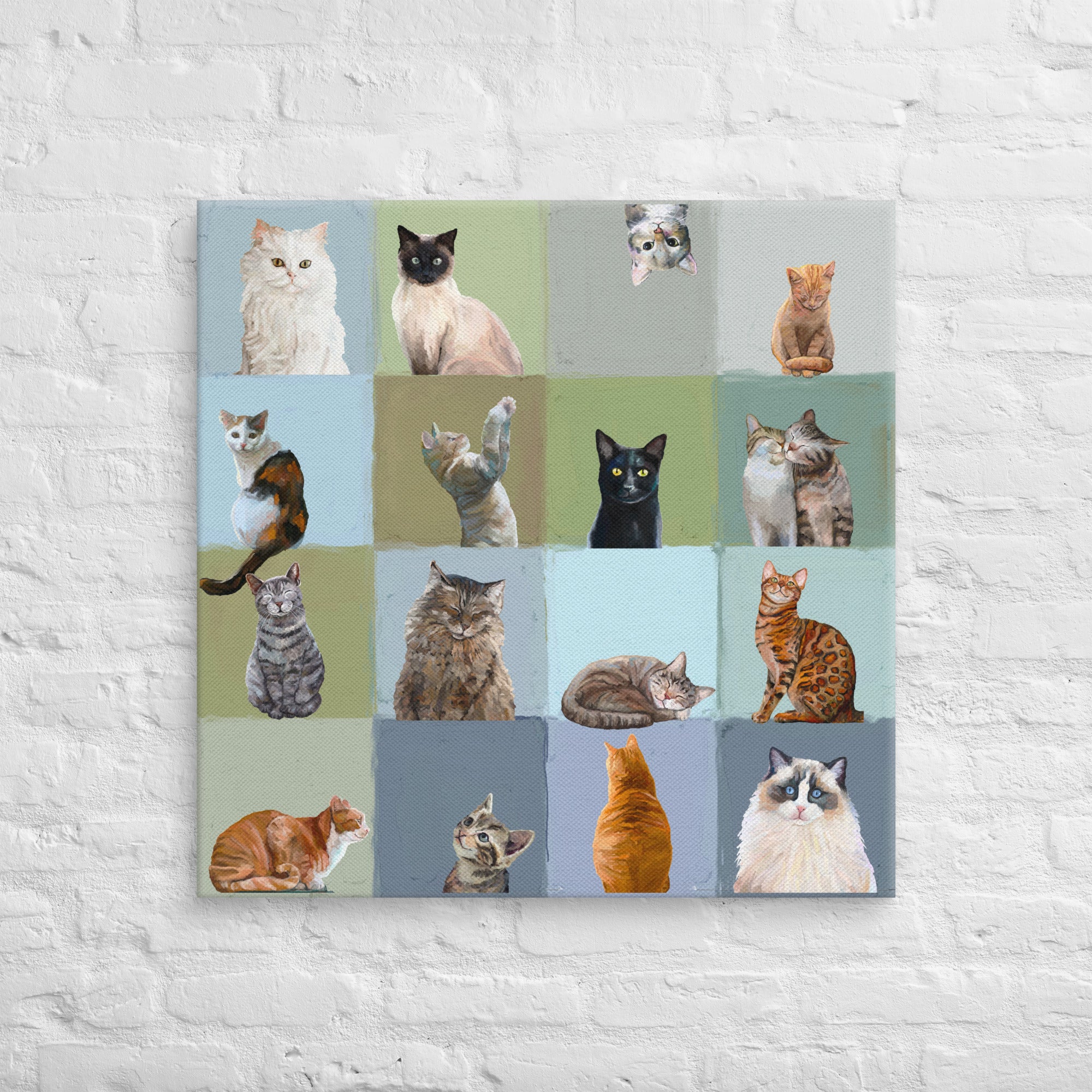 Simplified Cat Colorblock Colorblock Cats Canvas Wrap – Cathy Walters Art